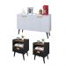 Kit 2 Mesinhas Cabeceira Estilo Retrô Preto/Freijó 1 Gaveta Nicho Decorativo e Buffet Kiev Cantinho Café Branco - RPM Móveis