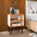 Kit 2 Mesinhas Cabeceira Off White/Cinamomo Nicho Prateleira Organizadora Painel Suspenso Parise Cama Box Casal 1,40 Bege Suede - Lojas RPM