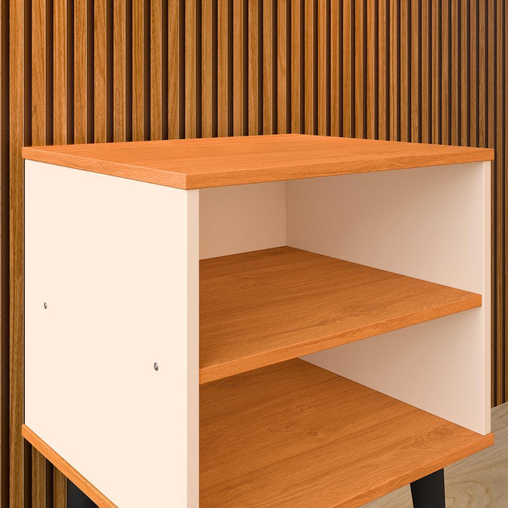 Kit 2 Mesinhas Cabeceira Off White/Cinamomo Nicho Prateleira Organizadora Painel Suspenso Parise Cama Box Casal 1,40 Bege Suede - Lojas RPM