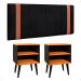 Kit 2 Mesinhas Cabeceira Preto/Cinamomo Nicho Prateleira Organizadora Painel Suspenso Parise Cama Box Casal 1,40 Suede - Lojas RPM