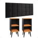 Kit 2 Mesinhas Charme Preto/Cinamomo Pés Palito Retrô Cabeceira Suspensa Bia Suede 1,40 Estofada Cama Casal - Lojas RPM