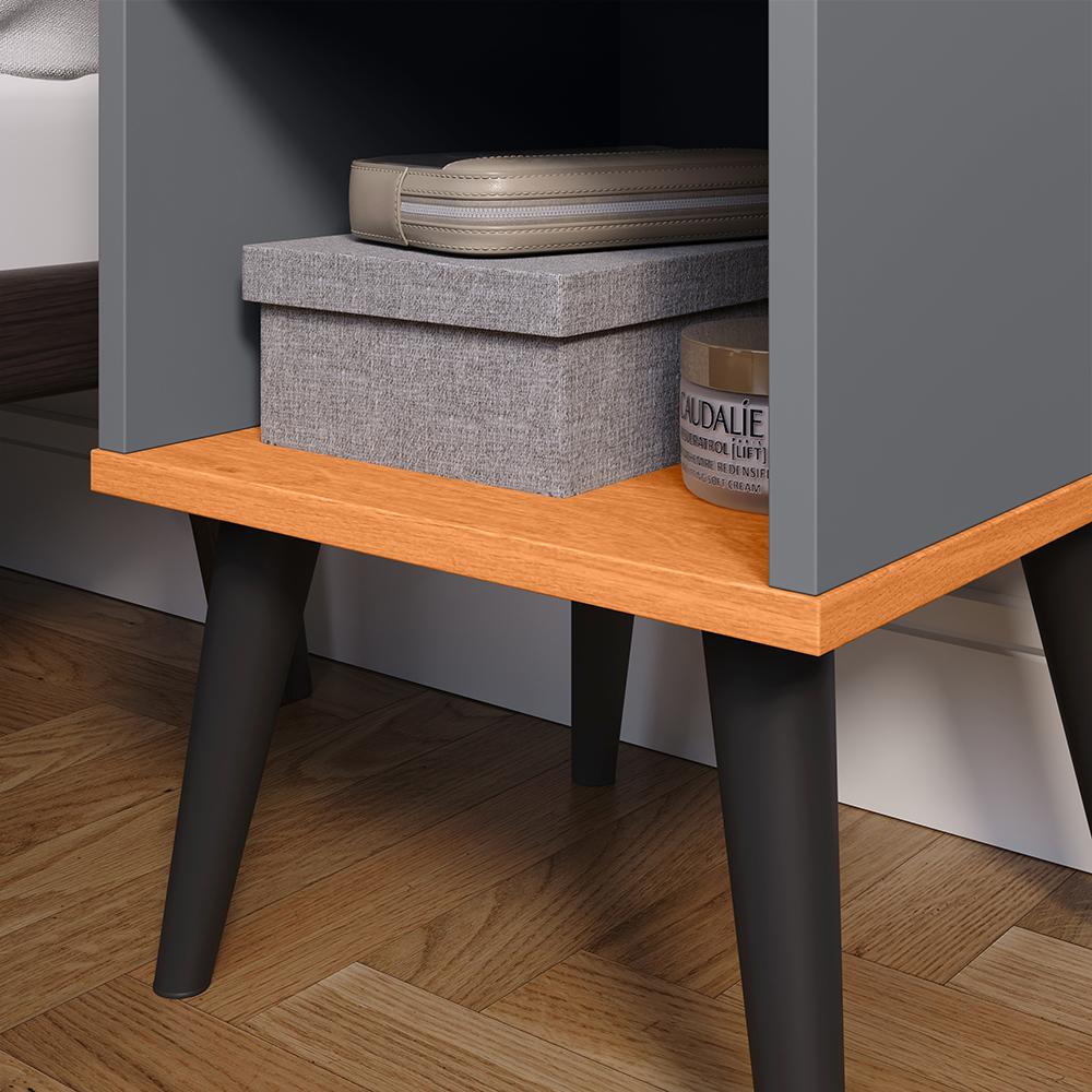 Kit 2 Mesinhas Cinza/Cinamomo Canto Nicho Prateleira Cabeceira Suspensa Almofadada Cama Box Queen Size 1,60 Detalhe Lateral Suede - Lojas RPM