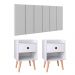 Kit 2 Mesinhas Decore Branco Nicho Porta Objetos Cabeceira Suspensa Júlia Cama Box Casal 1,60 Corino - Lojas RPM