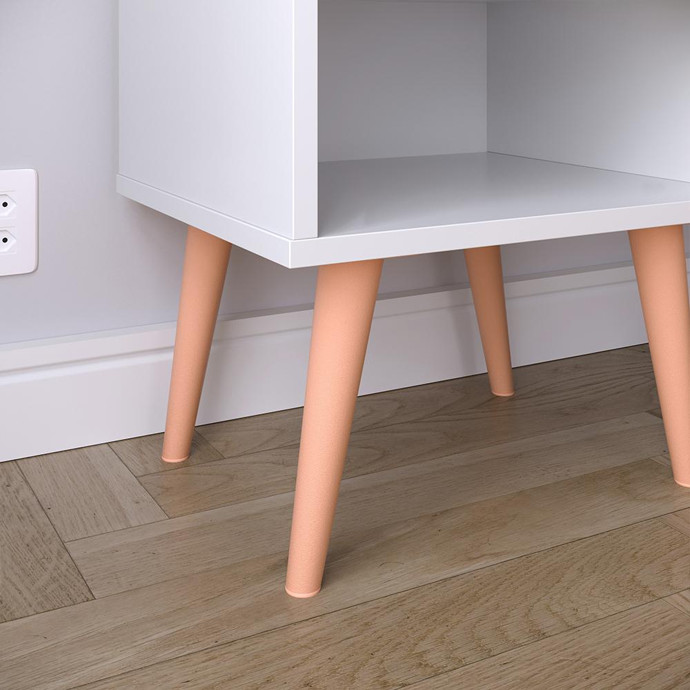 Kit 2 Mesinhas Decore Branco Nicho Porta Objetos Cabeceira Suspensa Júlia Cama Box Casal 1,60 Corino - Lojas RPM