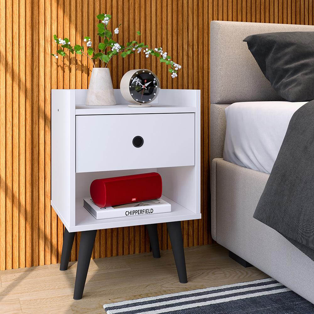 Kit 2 Mesinhas Decore Branco Nicho Porta Objetos Cabeceira Suspensa Júlia Cama Box Casal 1,60 Suede - Lojas RPM 