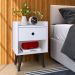 Kit 2 Mesinhas Decore Branco Nicho Porta Objetos Pés Palito Preto Cabeceira Suspensa Júlia Cama Box King 1,95 Suede - Lojas RPM