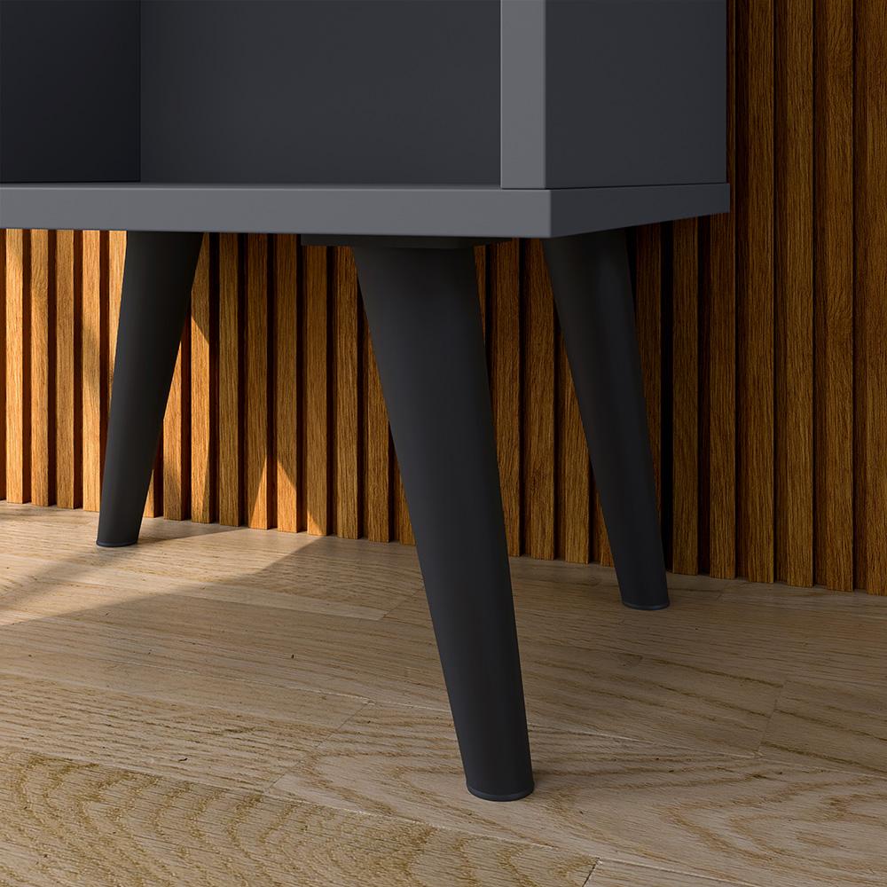Kit 2 Mesinhas Decore Cinza/Preto Nicho Porta Objetos Pés Palito Cabeceira Suspensa Bia Cama Box King 1,95 Cinza Suede - Lojas RPM