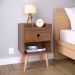 Kit 2 Mesinhas Decore Freijó Nicho Porta Objetos Pés Palito Cabeceira Suspensa Júlia Cama Box King 1,95 Marrom Suede - Lojas RPM