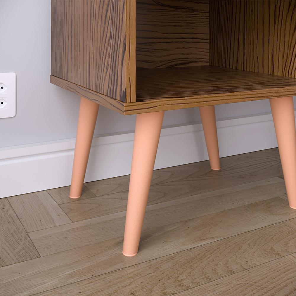 Kit 2 Mesinhas Decore Freijó Nicho Porta Objetos Pés Palito Cabeceira Suspensa Júlia Cama Box King 1,95 Marrom Suede - Lojas RPM