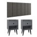 Kit 2 Mesinhas Decore Nicho Porta Objetos Pés Palito Preto Cabeceira Suspensa Júlia Cama Box King 1,95 Cinza Linho - Lojas RPM