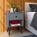 Kit 2 Mesinhas Decore Nicho Porta Objetos Pés Palito Preto Cabeceira Suspensa Júlia Cama Box King 1,95 Cinza Linho - Lojas RPM