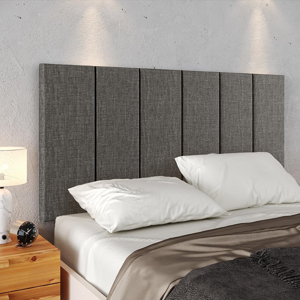 Kit 2 Mesinhas Decore Nicho Porta Objetos Pés Palito Preto Cabeceira Suspensa Júlia Cama Box King 1,95 Cinza Linho - Lojas RPM