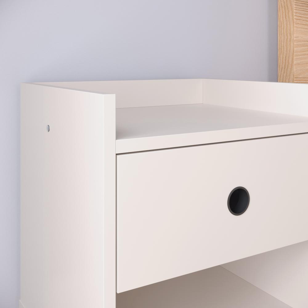 Kit 2 Mesinhas Decore Off White Nicho Porta Objetos Pés Palito Cabeceira Suspensa Bia Cama Box King 1,95 Areia Suede - Lojas RPM