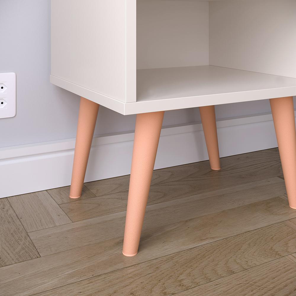 Kit 2 Mesinhas Decore Off White Nicho Porta Objetos Pés Palito Cabeceira Suspensa Bia Cama Box King 1,95 Areia Suede - Lojas RPM