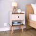 Kit 2 Mesinhas Decore Off/Freijó Nicho Porta Objetos Pés Palito Cabeceira Suspensa Bia Cama Box King 1,95 Bege Suede - Lojas RPM