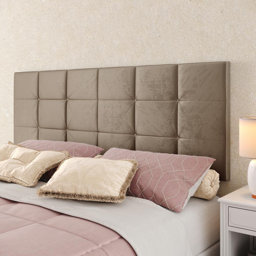 Kit 2 Mesinhas Decore Off/Freijó Nicho Porta Objetos Pés Palito Cabeceira Suspensa Bia Cama Box King 1,95 Bege Suede - Lojas RPM