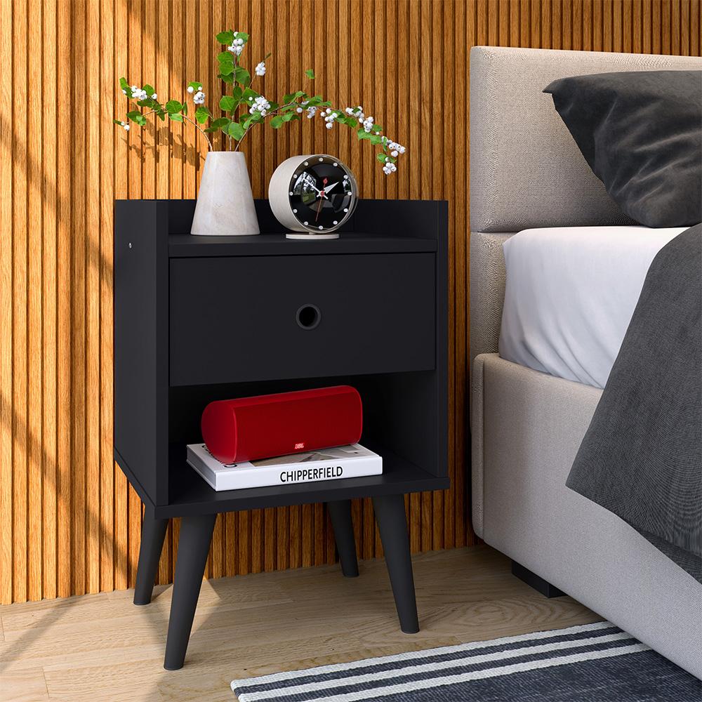 Kit 2 Mesinhas Decore Preto Nicho Porta Objetos Pés Palito Cabeceira Suspensa Júlia Cama Box King 1,95 Suede - Lojas RPM
