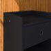 Kit 2 Mesinhas Decore Preto Nicho Porta Objetos Pés Palito Cabeceira Suspensa Júlia Cama Box King 1,95 Suede - Lojas RPM
