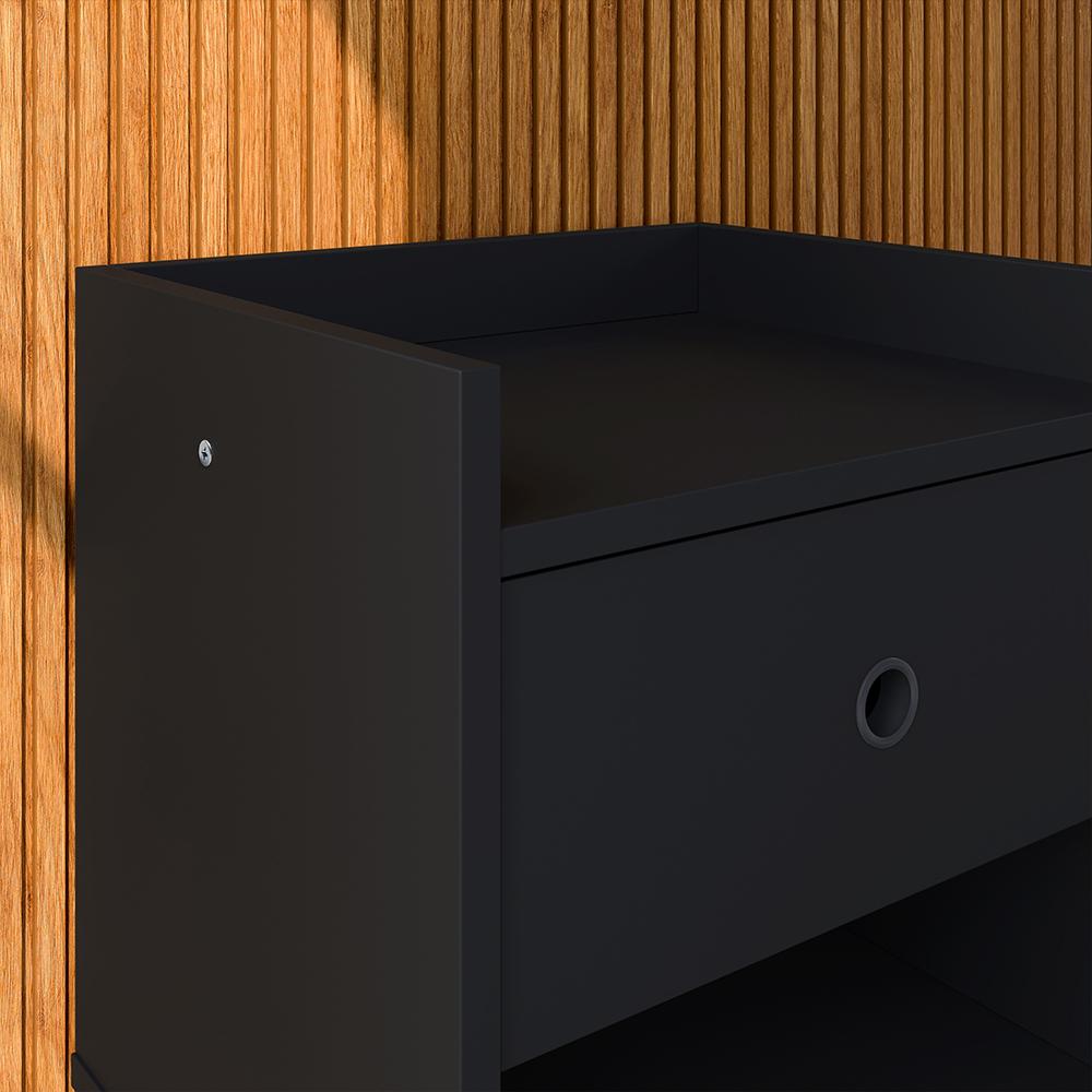 Kit 2 Mesinhas Decore Preto Nicho Porta Objetos Pés Palito Cabeceira Suspensa Júlia Cama Box King 1,95 Suede - Lojas RPM