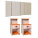 Kit 2 Mesinhas Gaveta Prateleira Suspensa Cléo Off/Cinamomo Cabeceira Estofada Suede Júlia Cama Casal 1,40 Areia Quarto - RPM