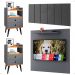 Kit 2 Mesinhas Gavetas Painel Cinza/Cinamomo Tv 32 Polegadas Prateleira Cabeceira Suede Almofadada Cama Box King Size 1,95 - Lojas RPM