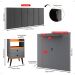 Kit 2 Mesinhas Gavetas Painel Cinza/Cinamomo Tv 32 Polegadas Prateleira Cabeceira Suede Almofadada Cama Box King Size 1,95 - Lojas RPM