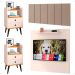 Kit 2 Mesinhas Gavetas Painel Off White/Cinamomo Tv 32 Polegadas Prateleira Cabeceira Bege Suede Almofadada Cama Box King Size 1,95 - Lojas RPM