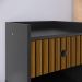 Kit 2 Mesinhas Lateral Cama Moderna 1 Gaveta e Nicho Mesa de Cabeceira Decore Quarto Preto / Ripado Nature - Lojas RPM