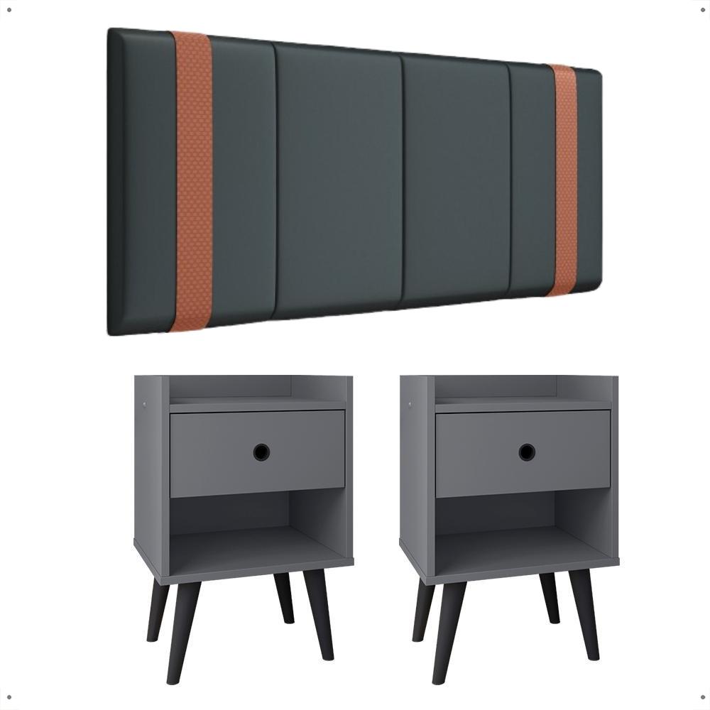 Kit 2 Mesinhas Pequena Decore Nicho Gaveta Organizadora Cabeceira Suspensa Cama Box Casal Detalhe Lateral Cinza Suede - Lojas RPM