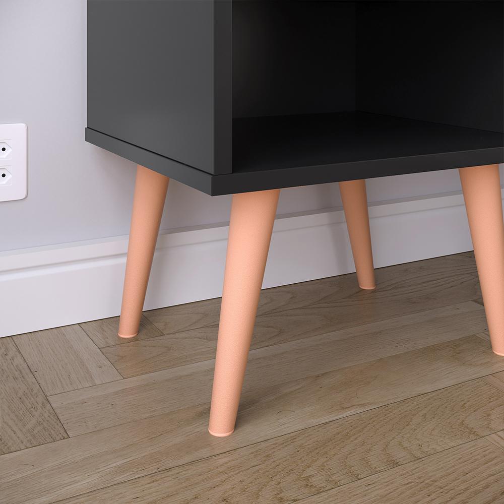 Kit 2 Mesinhas Pequena Decore Nicho Gaveta Organizadora Cabeceira Suspensa Cama Box Casal Detalhe Lateral Preto Suede - Lojas RPM