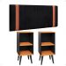 Kit 2 Mesinhas Preto/Cinamomo Canto Nicho Prateleira Cabeceira Suspensa Almofadada Cama Box Queen Size 1,60 Detalhe Lateral Suede - Lojas RPM