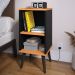 Kit 2 Mesinhas Preto/Cinamomo Canto Nicho Prateleira Cabeceira Suspensa Almofadada Cama Box Queen Size 1,60 Detalhe Lateral Suede - Lojas RPM