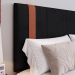 Kit 2 Mesinhas Preto/Cinamomo Canto Nicho Prateleira Cabeceira Suspensa Almofadada Cama Box Queen Size 1,60 Detalhe Lateral Suede - Lojas RPM