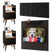 Kit 2 Mesinhas Preto/Cinamomo Lateral Painel Tv 32 Polegadas Prateleira Suspensa Cabeceira Cama Box Casal 1,40 Suede - Lojas RPM