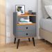 Kit 2 Mesinhas Retrô Dream Cabeceira Quarto Cama Box Casal 1,40 Júlia Suede Painel Tv 48 Polegadas Samba Cinza/Cinamomo Decoração Sala - Lojas RPM