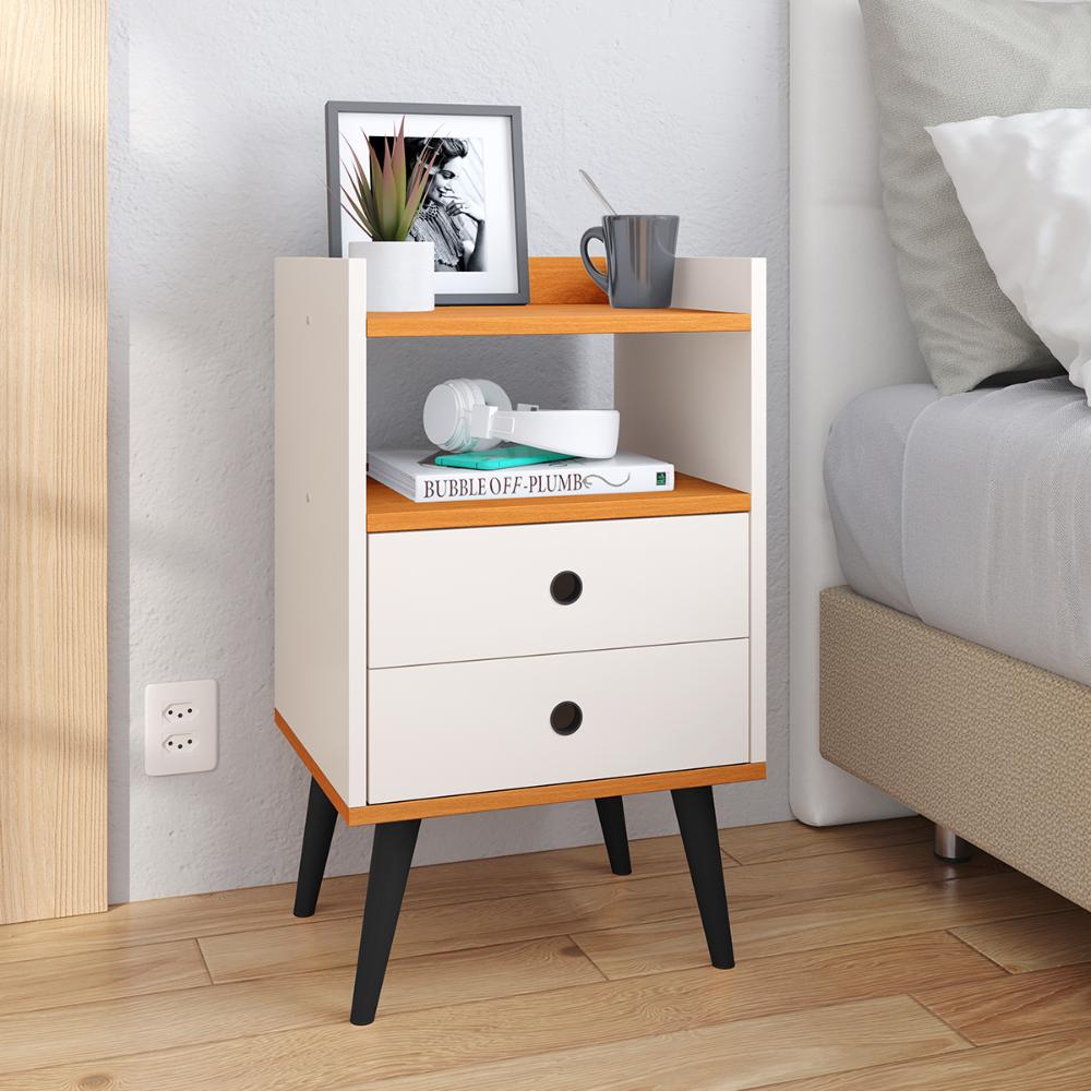 Kit 2 Mesinhas Retrô Dream Cabeceira Quarto Cama Box Casal 1,40 Júlia Suede Painel Tv 48 Polegadas Samba Off White/Cinamomo Decoração Sala - Lojas RPM