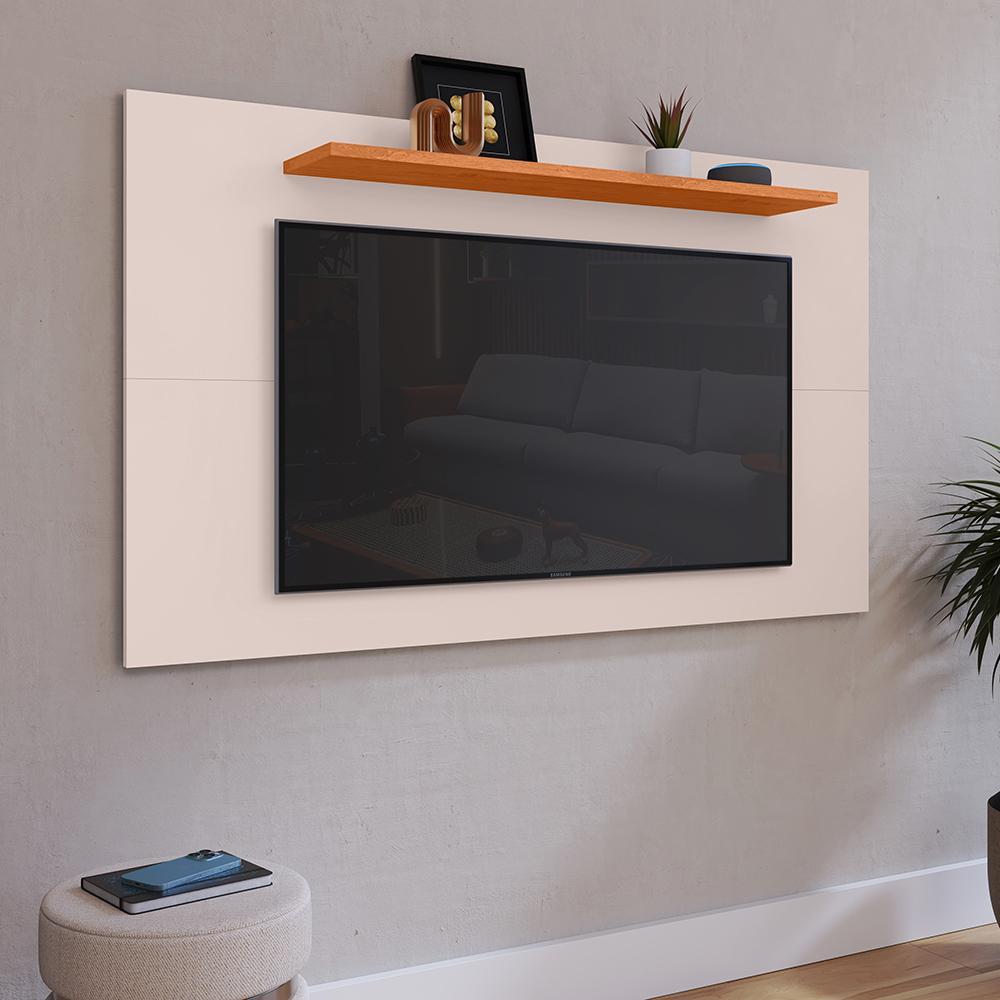 Kit 2 Mesinhas Retrô Dream Cabeceira Quarto Cama Box Casal 1,40 Júlia Suede Painel Tv 48 Polegadas Samba Off White/Cinamomo Decoração Sala - Lojas RPM