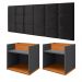 Kit 2 Mesinhas Suspensa Madri Cinza/Cinamomo Nicho Divisória Retrô Cabeceira Bia 1,40 Estofado Suede Preto Cama Box Casal Quarto