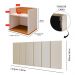 Kit 2 Mesinhas Suspensa Madri Off White/Cinamomo Prateleira Divisória Cabeceira Almofadada Julia 1,40 Cama Box Casal Areia Suede - RPM Móveis 