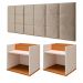 Kit 2 Mesinhas Suspensa Madri Off/Cinamomo Nicho Divisória Retrô Cabeceira Bia 1,40 Estofado Suede Bege Cama Box Casal Quarto
