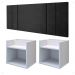 Kit 2 Mesinhas Suspensa Prateleira Nicho Madri Retrô Branco Cabeceira Estofada Módulo Cama Box Casal Luana Queen 1,60 Preto Suede