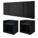 Kit 2 Mesinhas Suspensa Prateleira Nicho Madri Retrô Cabeceira Estofada Módulo Cama Box Casal Luana Queen 1,60 Preto