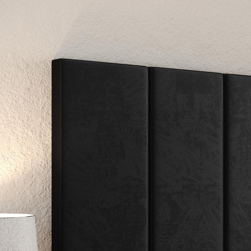 Kit 2 Mesinhas Suspensa Prateleira Nicho Madri Retrô Cinza/Cinamomo Cabeceira Estofada Módulo Cama Box Casal Luana Queen 1,60 Preto