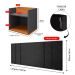 Kit 2 Mesinhas Suspensa Prateleira Nicho Madri Retrô Cinza/Cinamomo Cabeceira Estofada Módulo Cama Box Casal Luana Queen 1,60 Preto