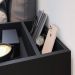 Kit 2 Mesinhas Suspensa Prateleira Nicho Madri Retrô Preto Cabeceira Estofada Módulo Cama Box Casal Luana Queen 1,60 Marrom