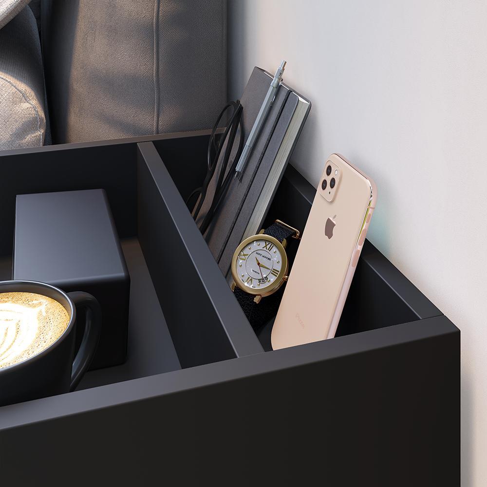 Kit 2 Mesinhas Suspensa Prateleira Nicho Madri Retrô Preto Cabeceira Estofada Módulo Cama Box Casal Luana Queen 1,60 Marrom