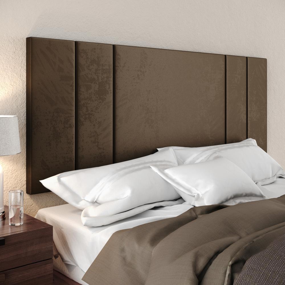 Kit 2 Mesinhas Suspensa Prateleira Nicho Madri Retrô Preto Cabeceira Estofada Módulo Cama Box Casal Luana Queen 1,60 Marrom