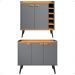 Kit Aparador Truzzi 3 Portas Cantinho Café Buffet Madero Adega Barzinho Retrô Decoração Sala Cinza/Cinamomo - Lojas RPM
