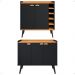 Kit Aparador Truzzi 3 Portas Cantinho Café Buffet Madero Adega Barzinho Retrô Decoração Sala Preto/Cinamomo - Lojas RPM
