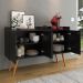 Kit Casa Aparador Buffet Dallas Cantinho Café Mesa Apoio Lateral Luiza Pés Ferro Decoração Sala Estar Preto - Lojas RPM